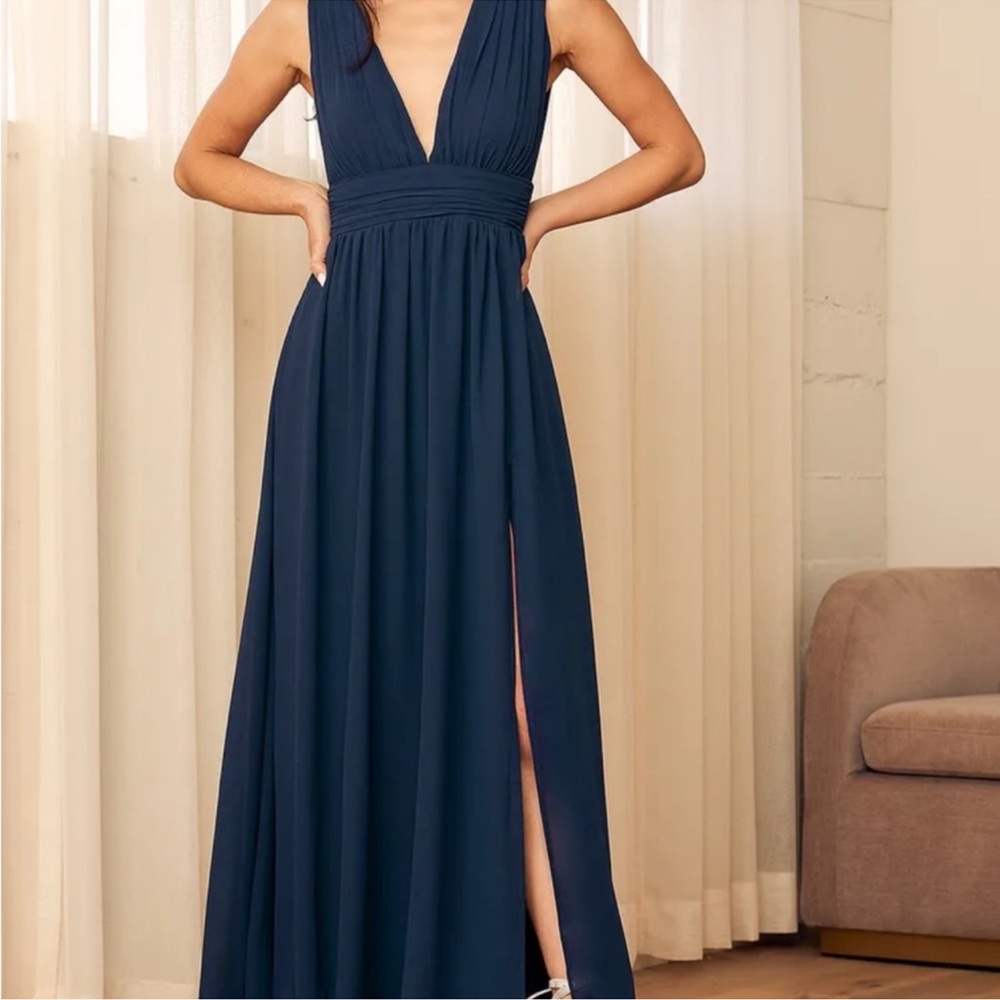 Lulus Heavenly Hues Navy maxi dress - large
